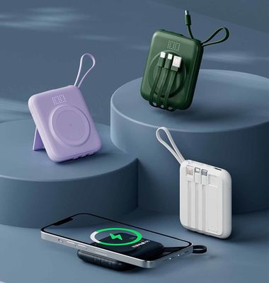 Banco de energía móvil inalámbrico compacto 15000mAh 20000mAh OEM con pantalla LED